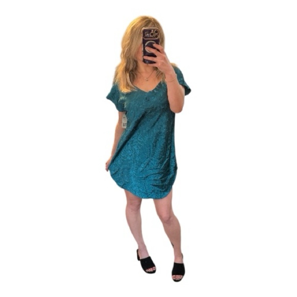 Rare NWT Vintage Y2K Era Secret Treasures Turquoise V-Neck Chemise Size Medium - Picture 7 of 7